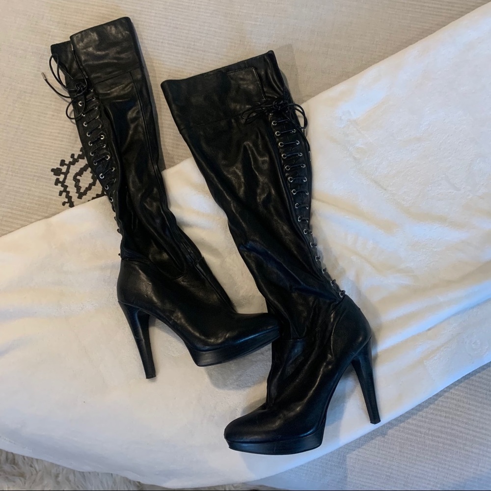 Leather over the knee high boots